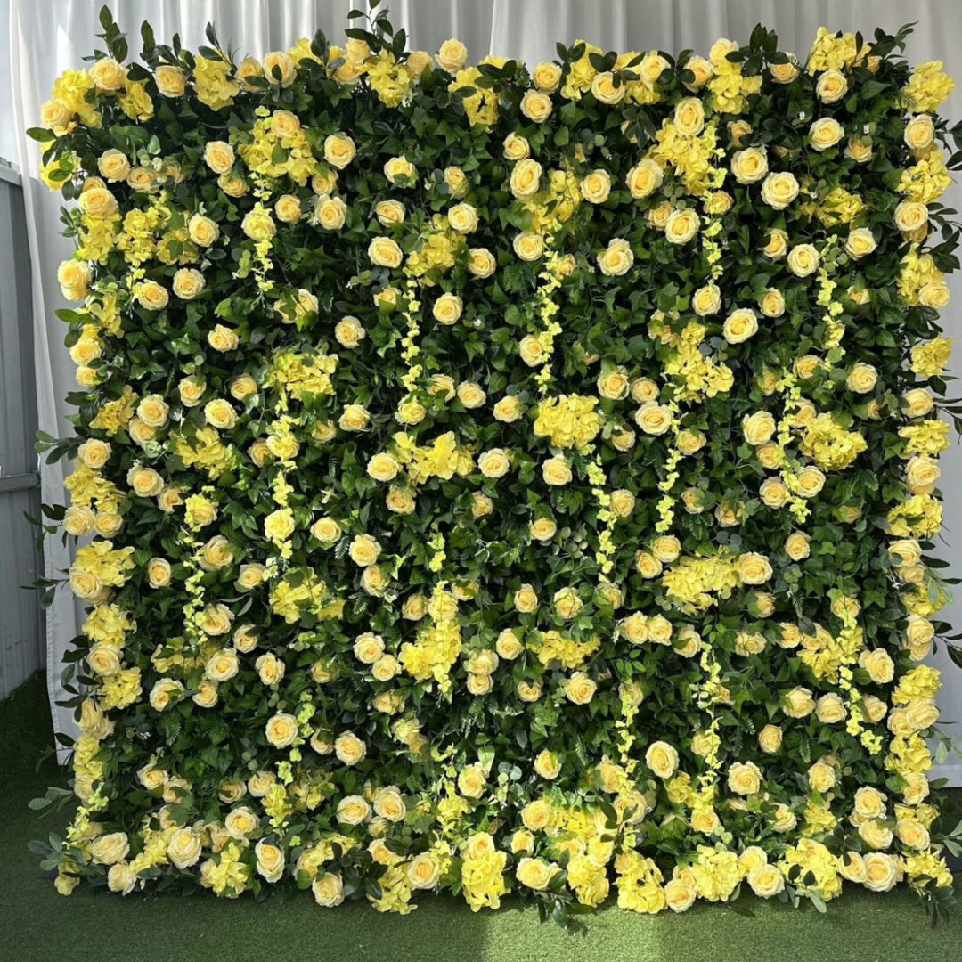Dripping Yellow Premium Floral Greenery Wall - 098
