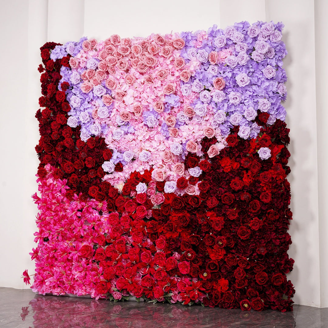 Pink, Purple and Red Premium Rose Flower Wall - 326