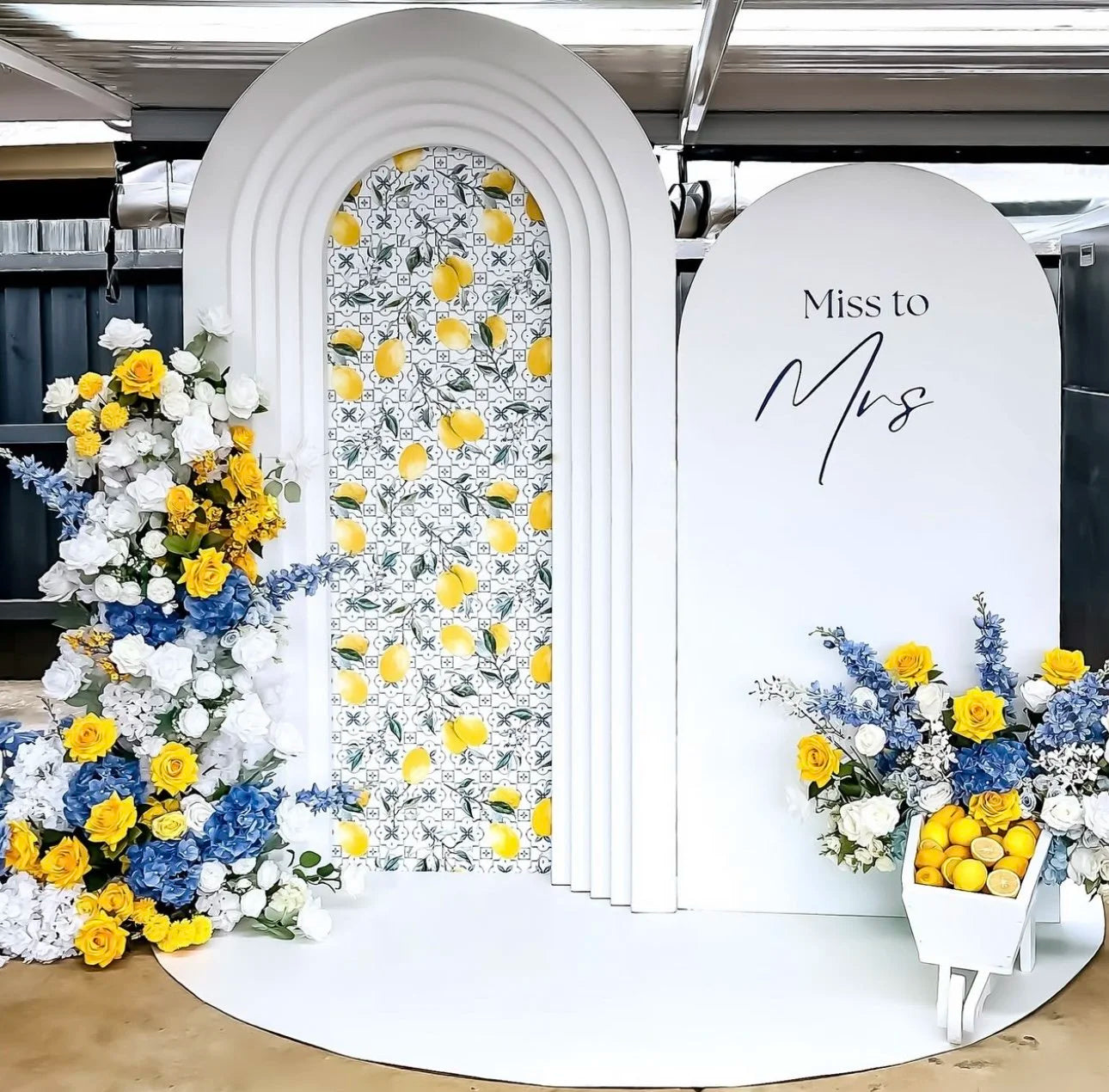 Blue, White and Yellow Premium Floral Flower Arch Set - 4584