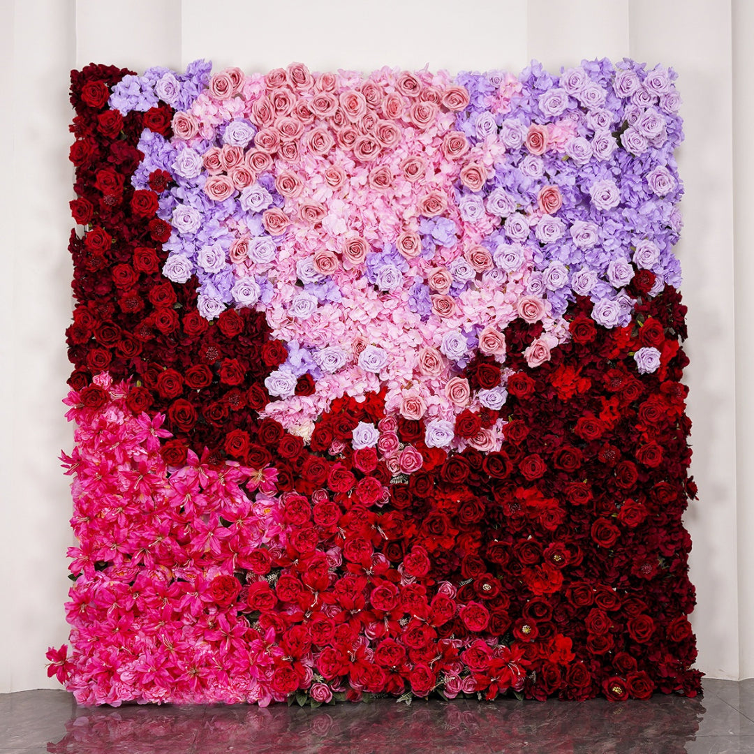 Pink, Purple and Red Premium Rose Flower Wall - 326