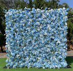 Blue & White Wild Rose Premium Flower Wall - 227