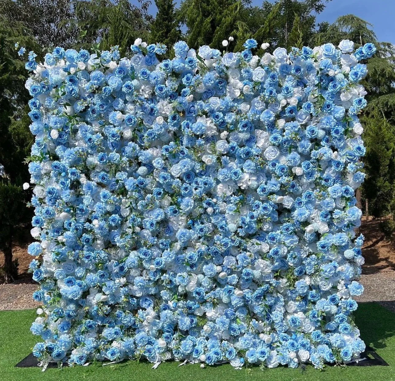 Blue & White Wild Rose Premium Flower Wall - 227