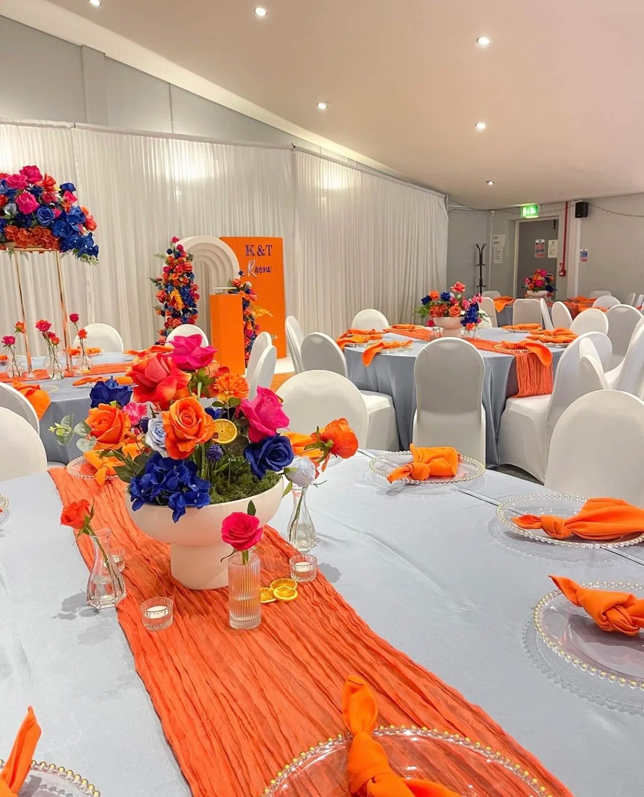 Blue, Orange, Pink, & Yellow Premium Floral Arch - 4586