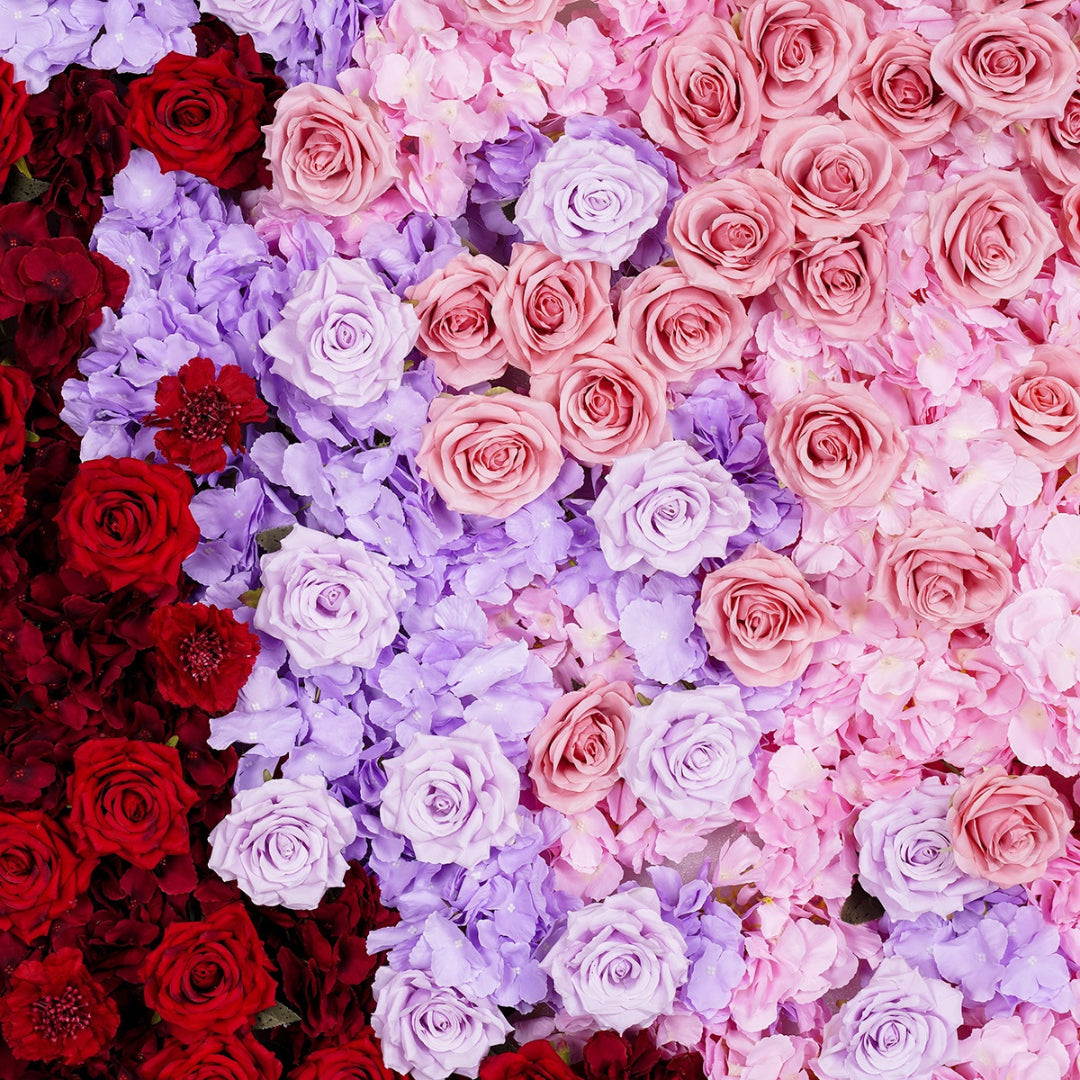 Pink, Purple and Red Premium Rose Flower Wall - 326