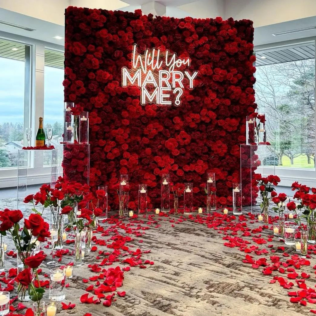 Deluxe Dark & Bright Red Rose Flower Wall - 027