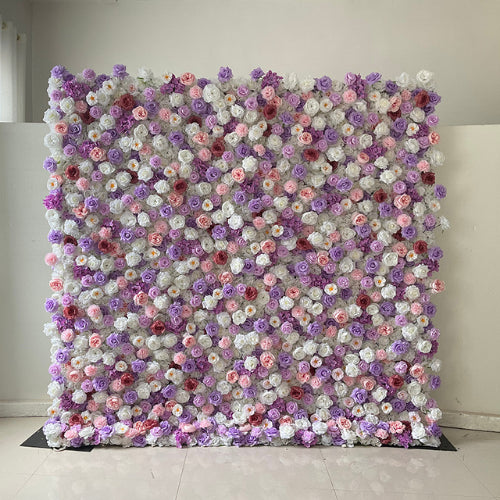 Pink, Purple and White Premium Rose Flower Wall - 258