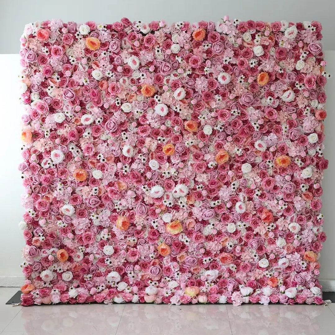 Classic Pink, Orange, Ivory Daisy Premium Flower Wall - 216