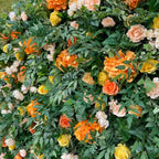 Into the Meadow Orange and Yellow Premium Greenery Flower Wall - 049