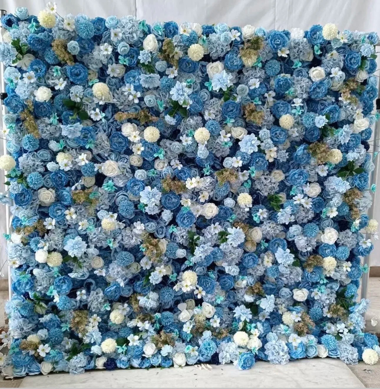 Sea of Blue & Cream Premium Flower Wall Backdrop - 269
