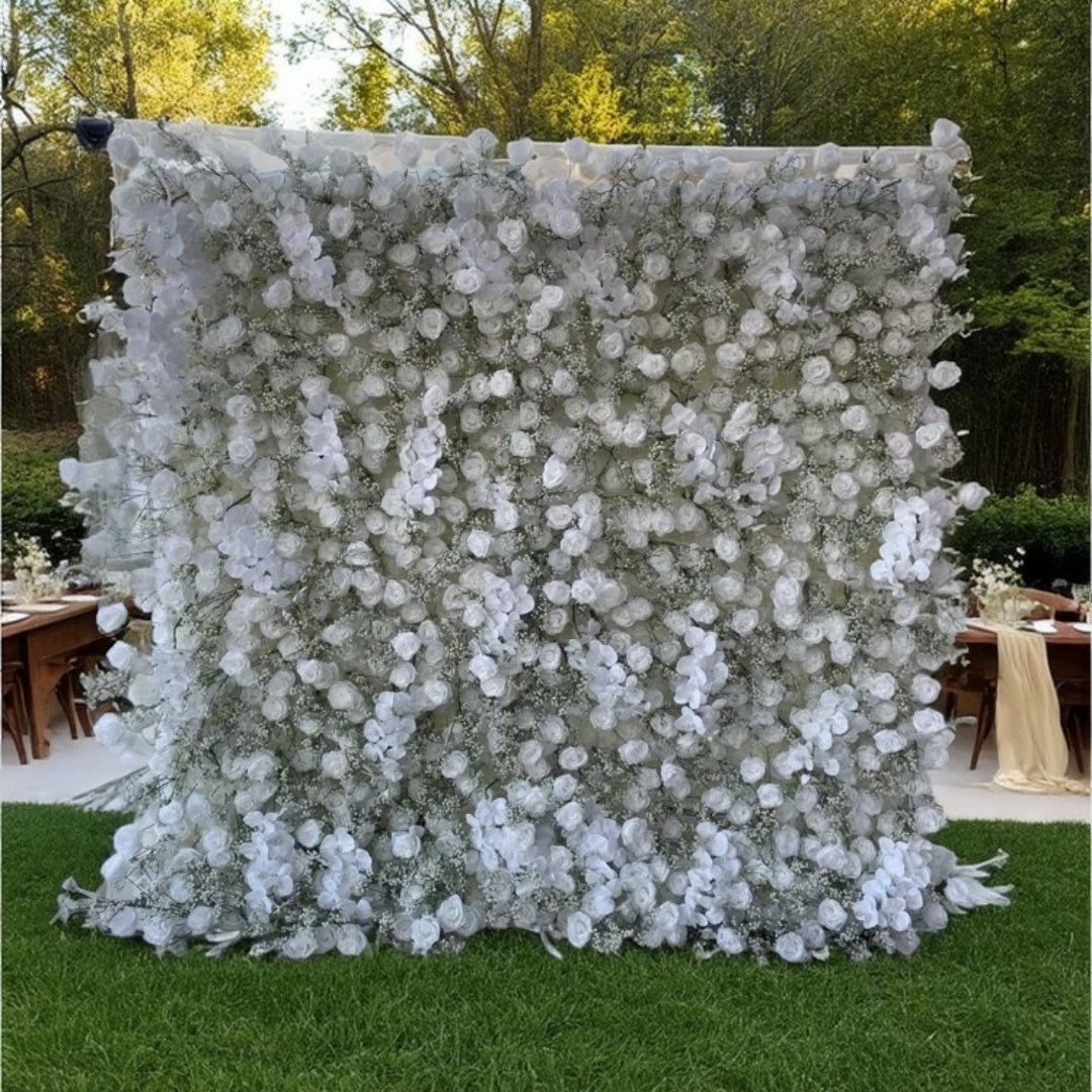 Original Baby's Breath White Rose Flower Wall - 067