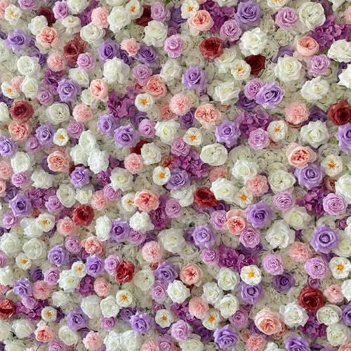 Pink, Purple and White Premium Rose Flower Wall - 258