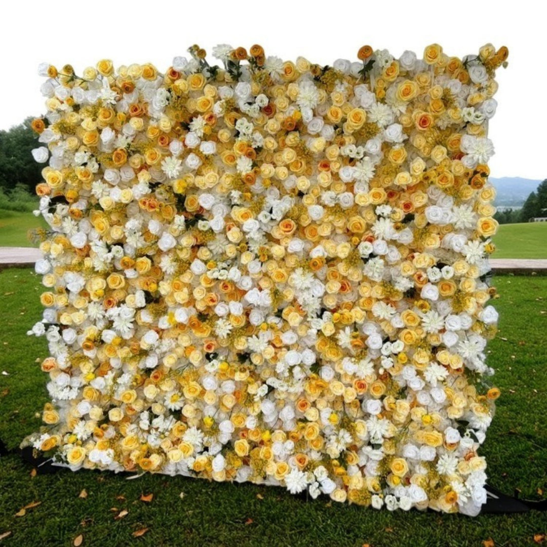 Yellow & White Wild Rose Premium Flower Wall - 123