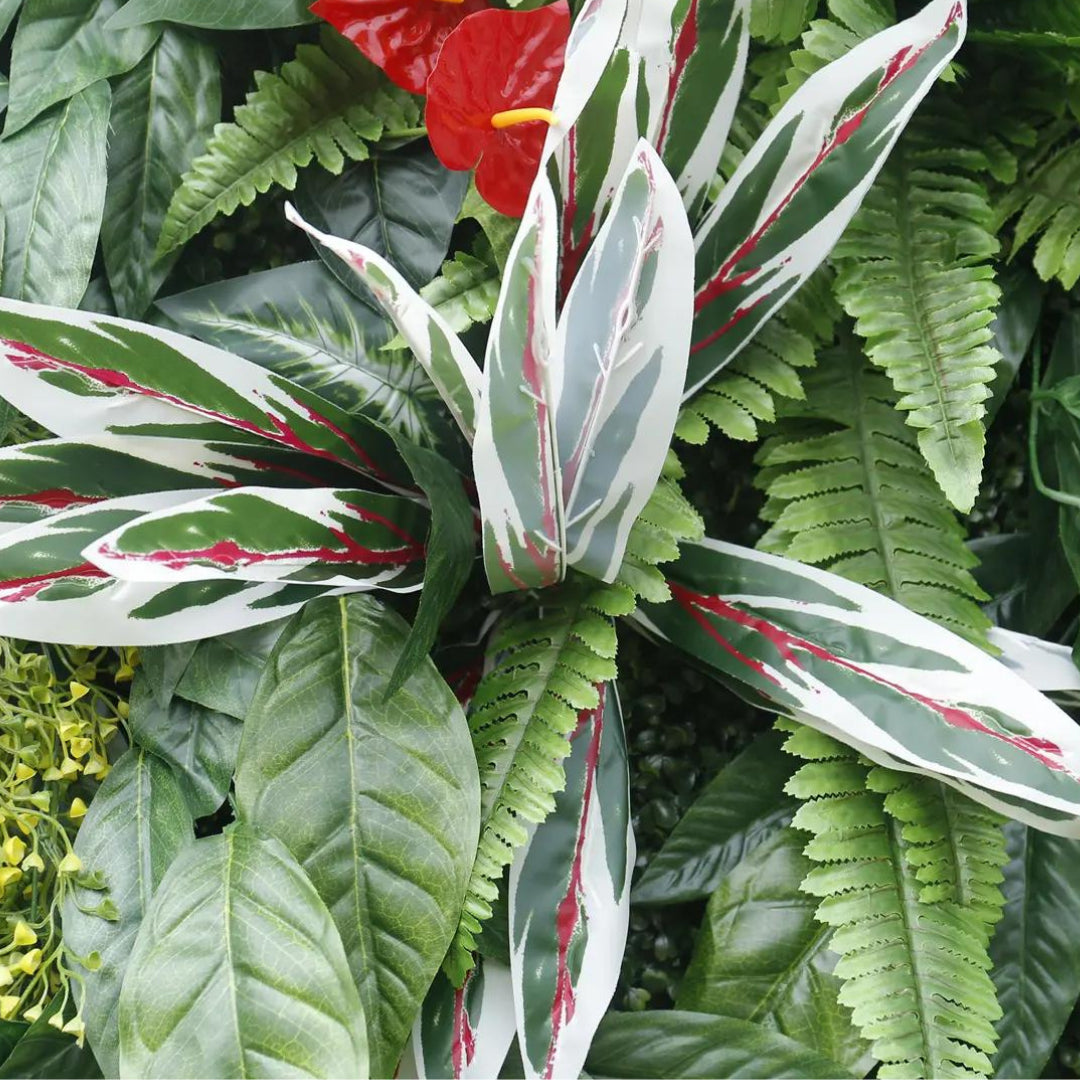 Dark Red Tropical Greenery Premium Wall - 523