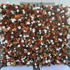 Brown and White Wild Rose Premium Greenery Wall - 006