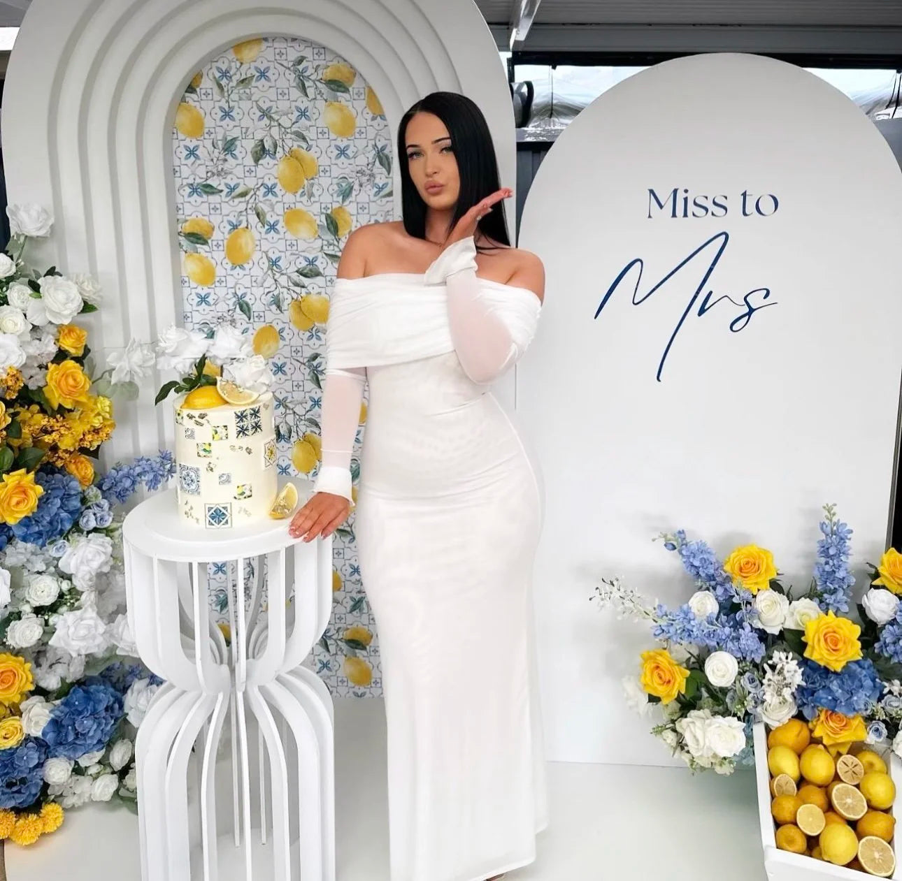 Blue, White and Yellow Premium Floral Flower Arch Set - 4584
