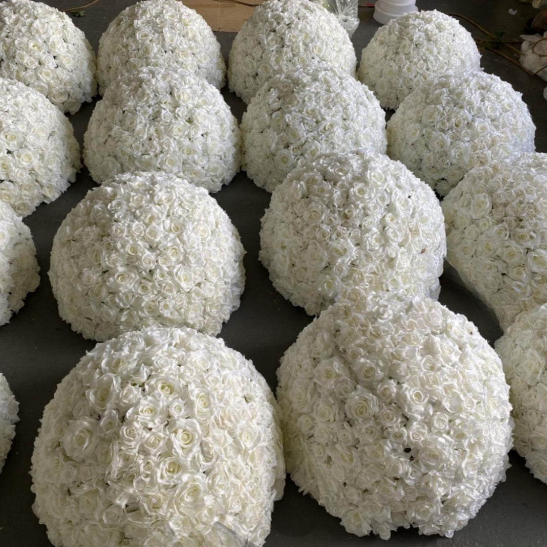 White Ivory Rose Premium Flower Ball - 1007