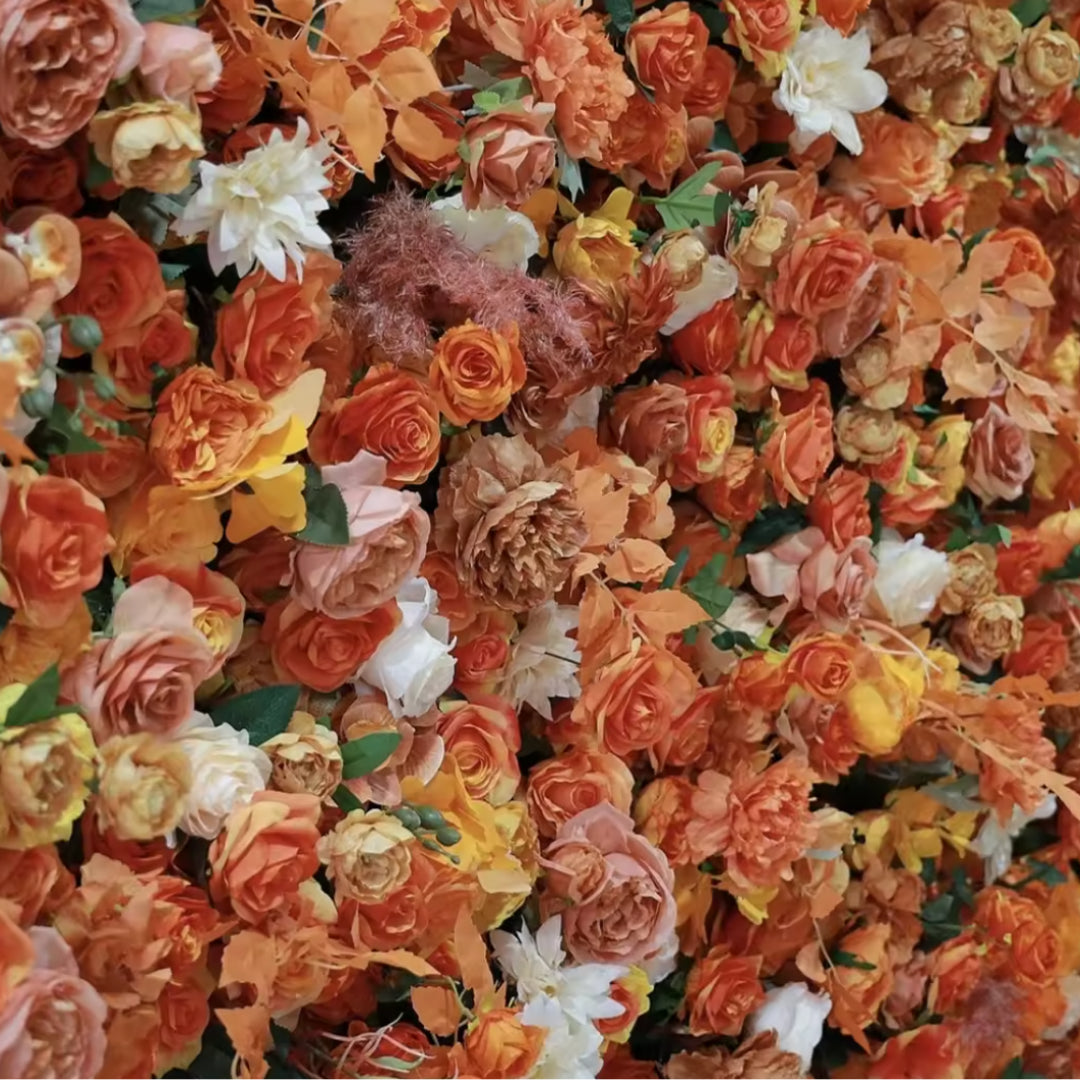 Orange Wild Rose Premium Flower Wall - 017