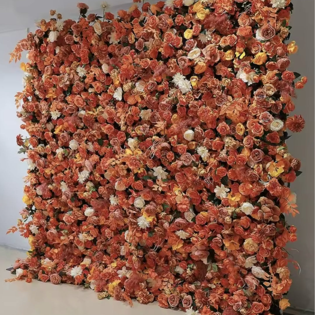 Orange Wild Rose Premium Flower Wall - 017