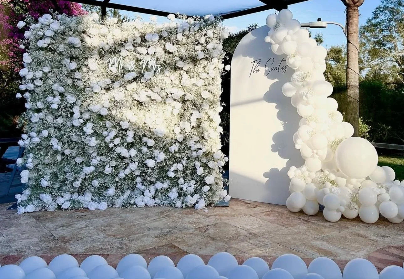 Original Baby's Breath White Rose Flower Wall - 067