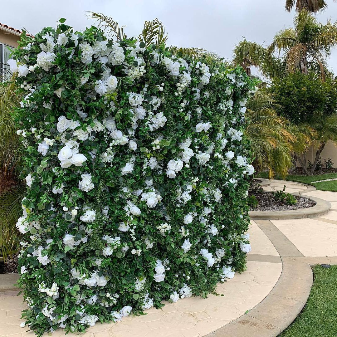 Wild White Rose Greenery Premium Flower Wall - 151