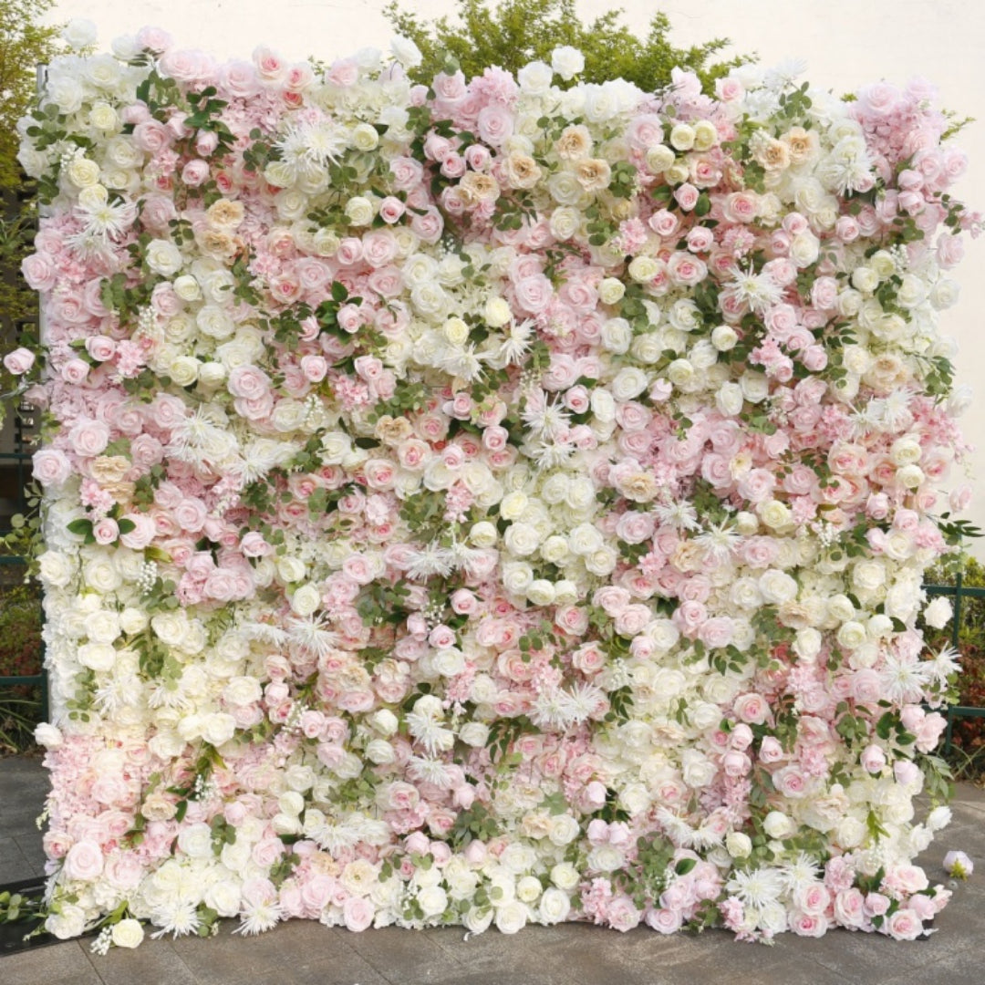 Pink, Cream, and Greenery Premium Flower Wall - 266