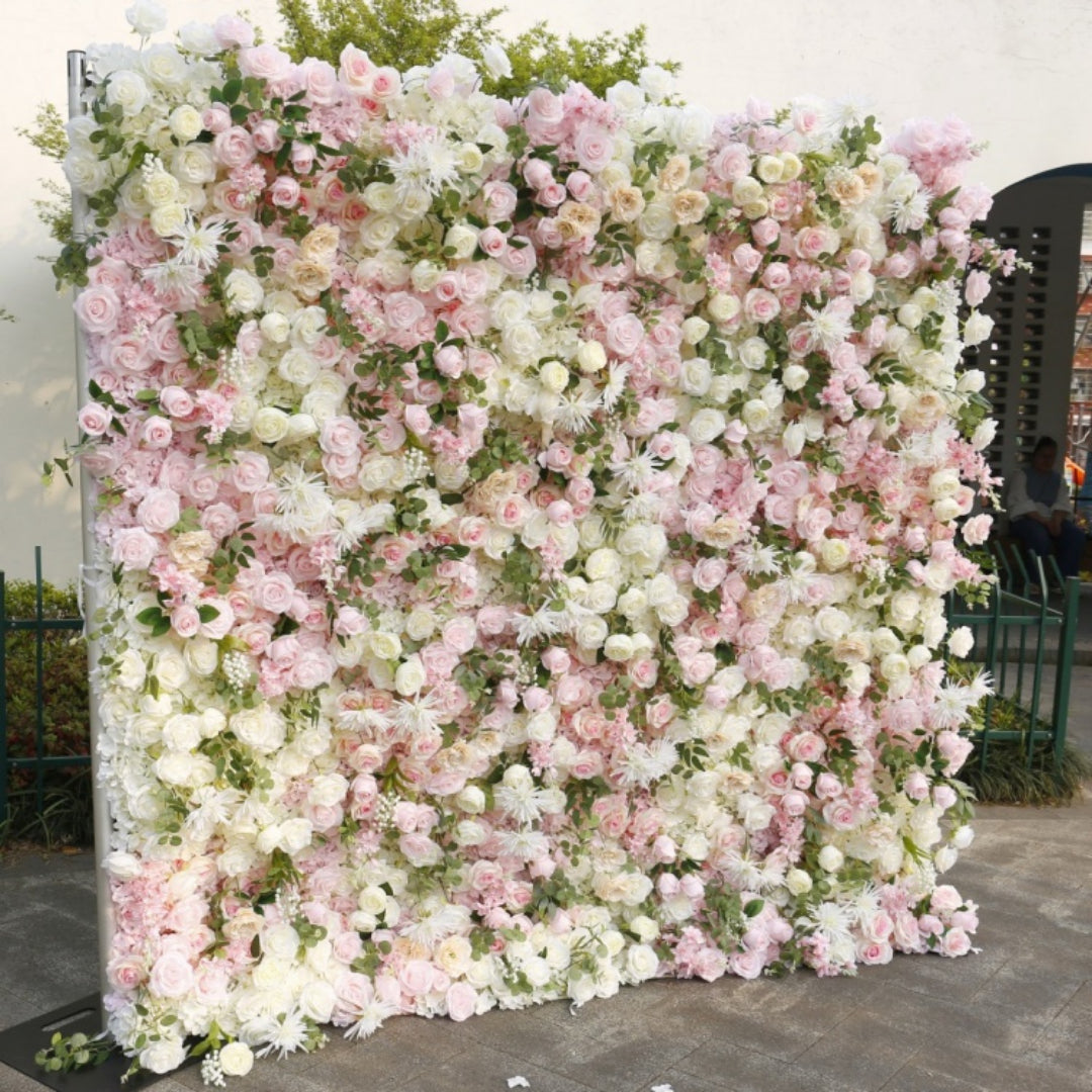 Pink, Cream, and Greenery Premium Flower Wall - 266