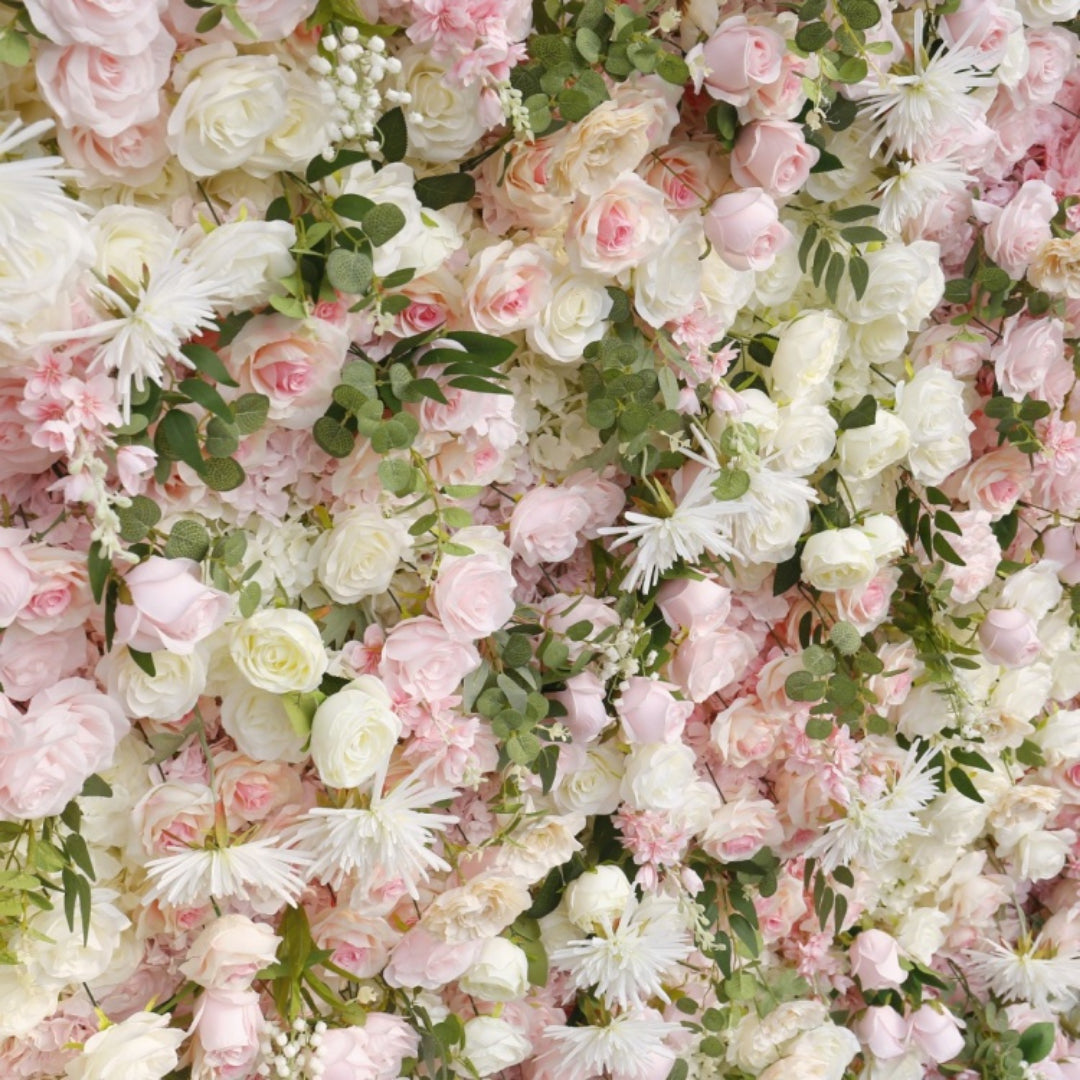 Pink, Cream, and Greenery Premium Flower Wall - 266