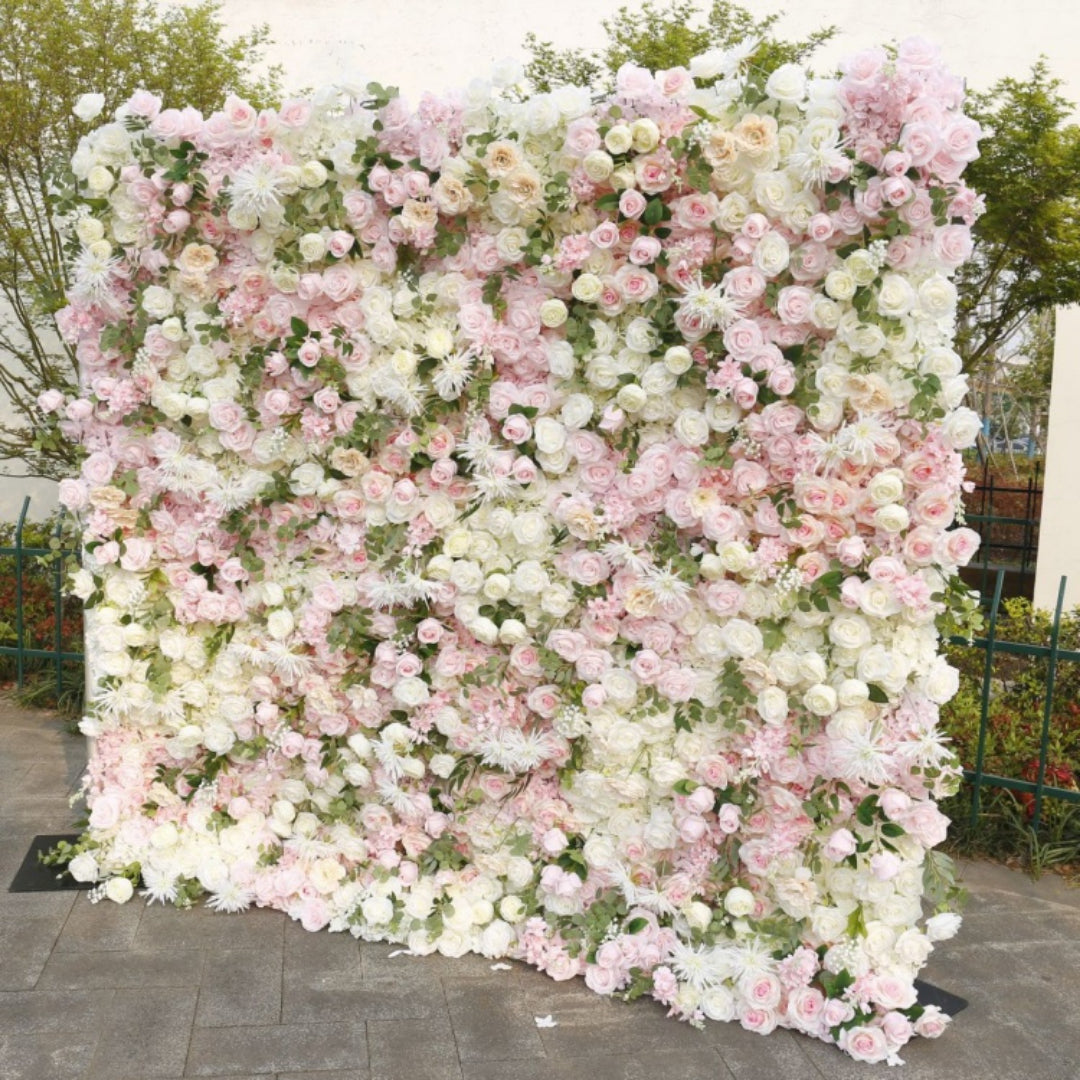 Pink, Cream, and Greenery Premium Flower Wall - 266