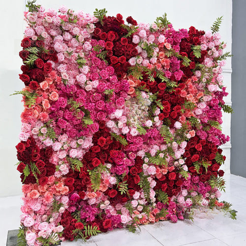 Red, Pink and Greenery Vine Premium Flower Wall - 256