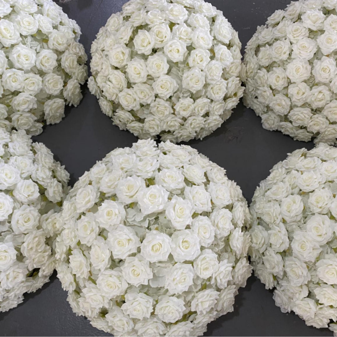 Dimensional White Wild Rose Premium Flower Ball - 1008