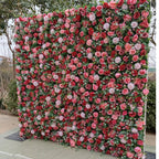 Red, Pink and Greenery Rose Premium Flower Wall - 031