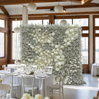 Baby's Breath Silver + White Rose Flower Wall - 178