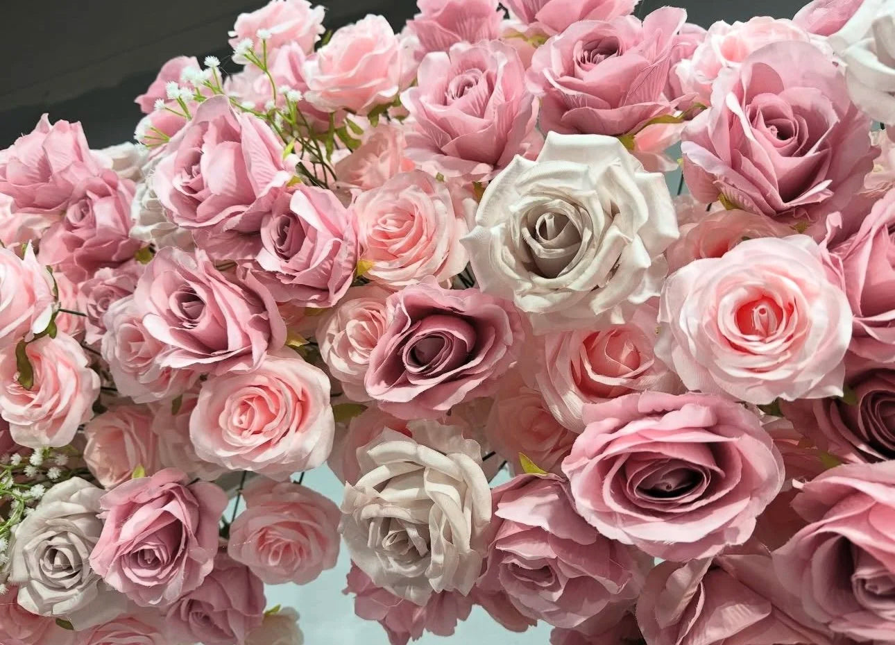 Light Pink Babys Breath Premium Rose Heart Arch - 4922