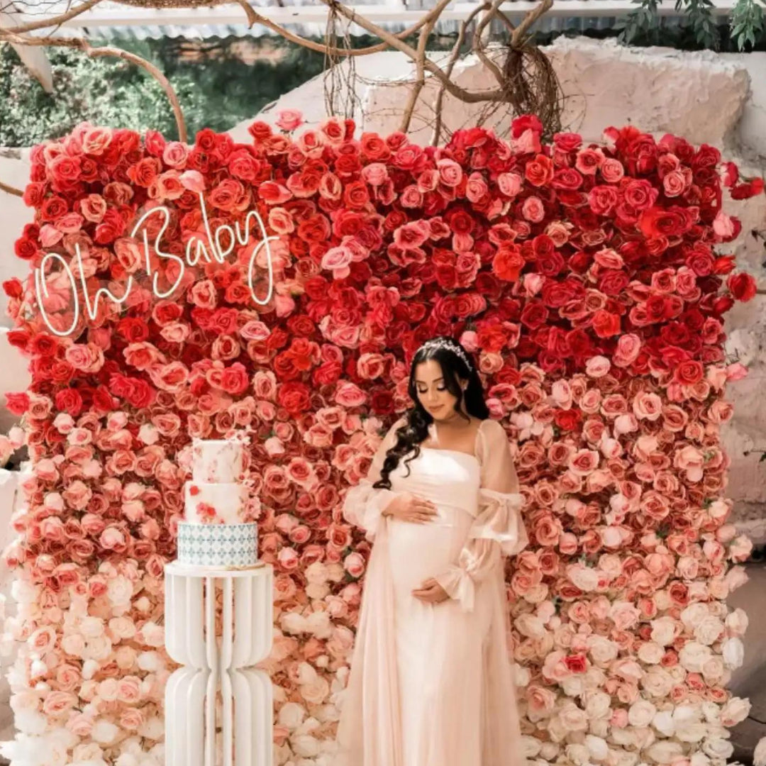 Pink & Ivory Premium Ombre Flower Wall - 321