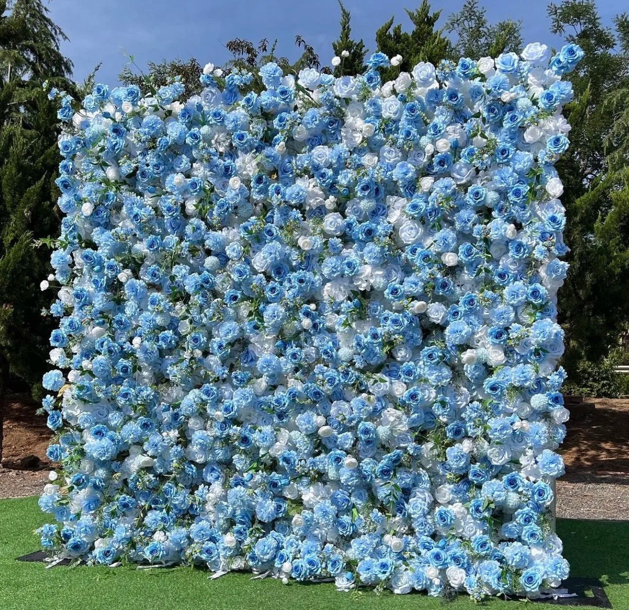 Blue & White Wild Rose Premium Flower Wall - 227