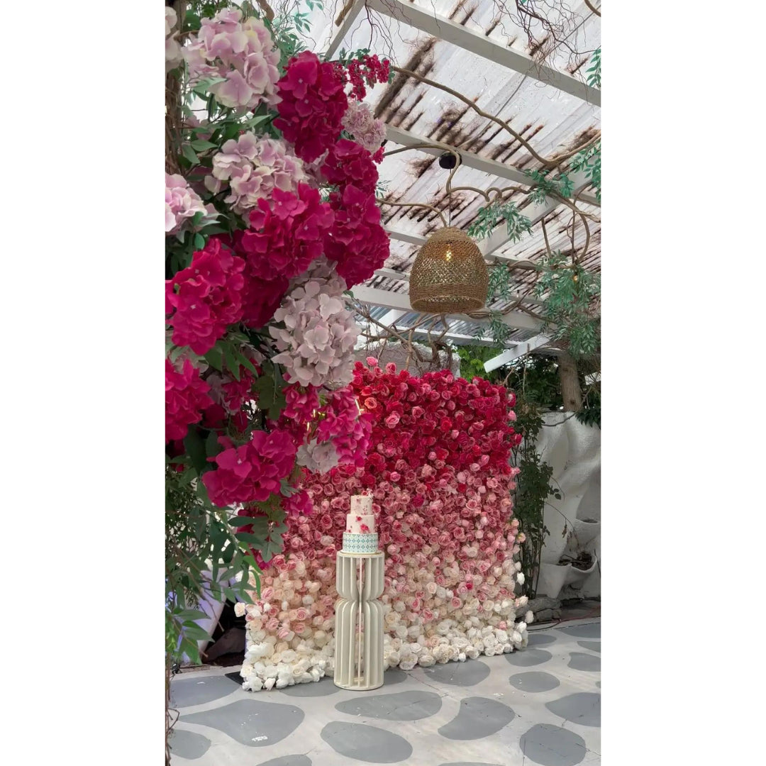 Pink & Ivory Premium Ombre Flower Wall - 321