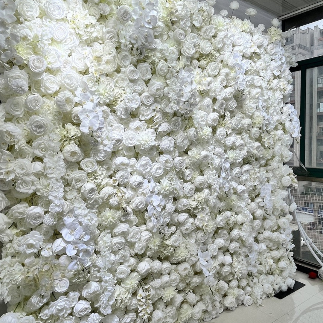 Dripping White Ivory Premium Flower Wall Backdrop - 278