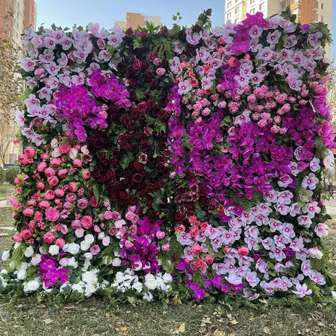 Dripping Fuscia, White and Pink Premium Flower Wall - 038