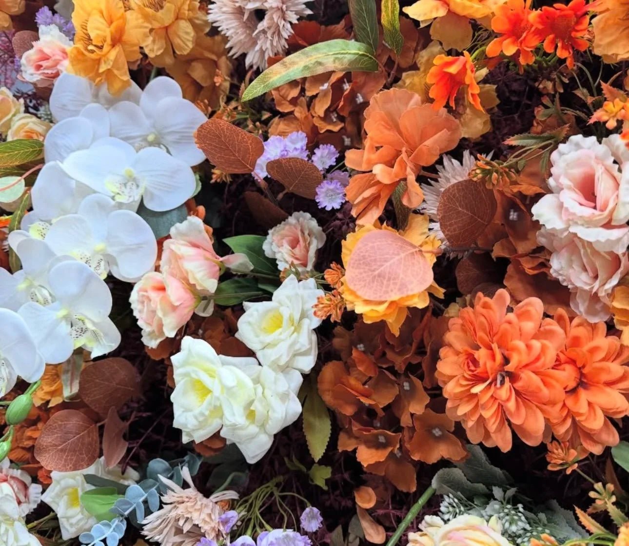 Dripping Florals Orange, Brown and Yellow Premum Flower Wall - 291