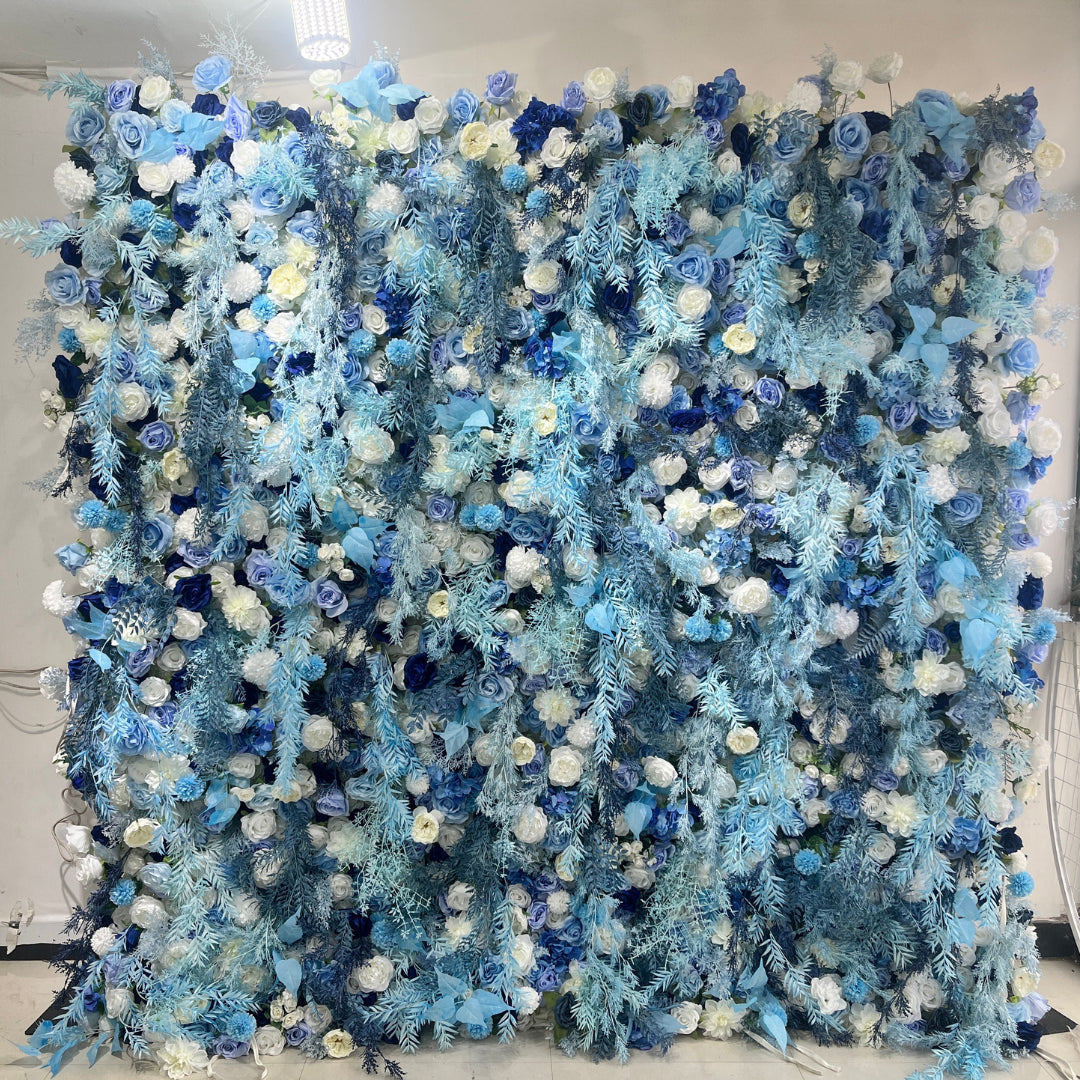 Into The Meadow Dripping Blue & White Flower Wall - 284