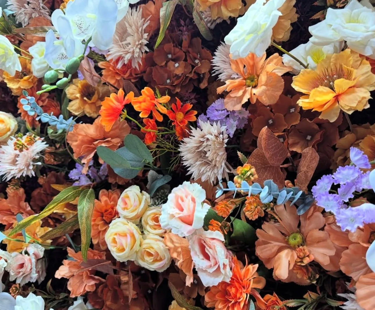Dripping Florals Orange, Brown and Yellow Premum Flower Wall - 291