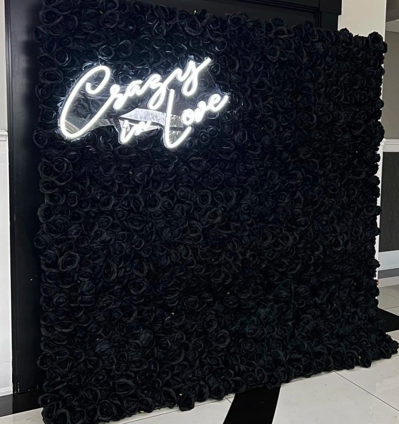 Deluxe Black Wild Rose Flower Wall - 024