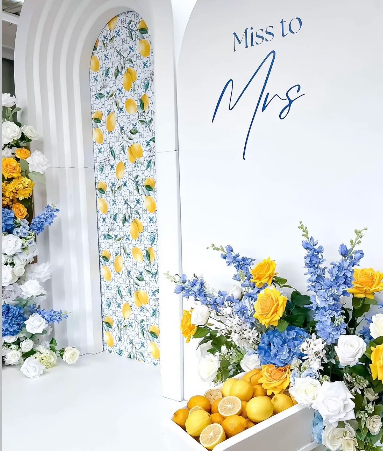 Blue, White and Yellow Premium Floral Flower Arch Set - 4584