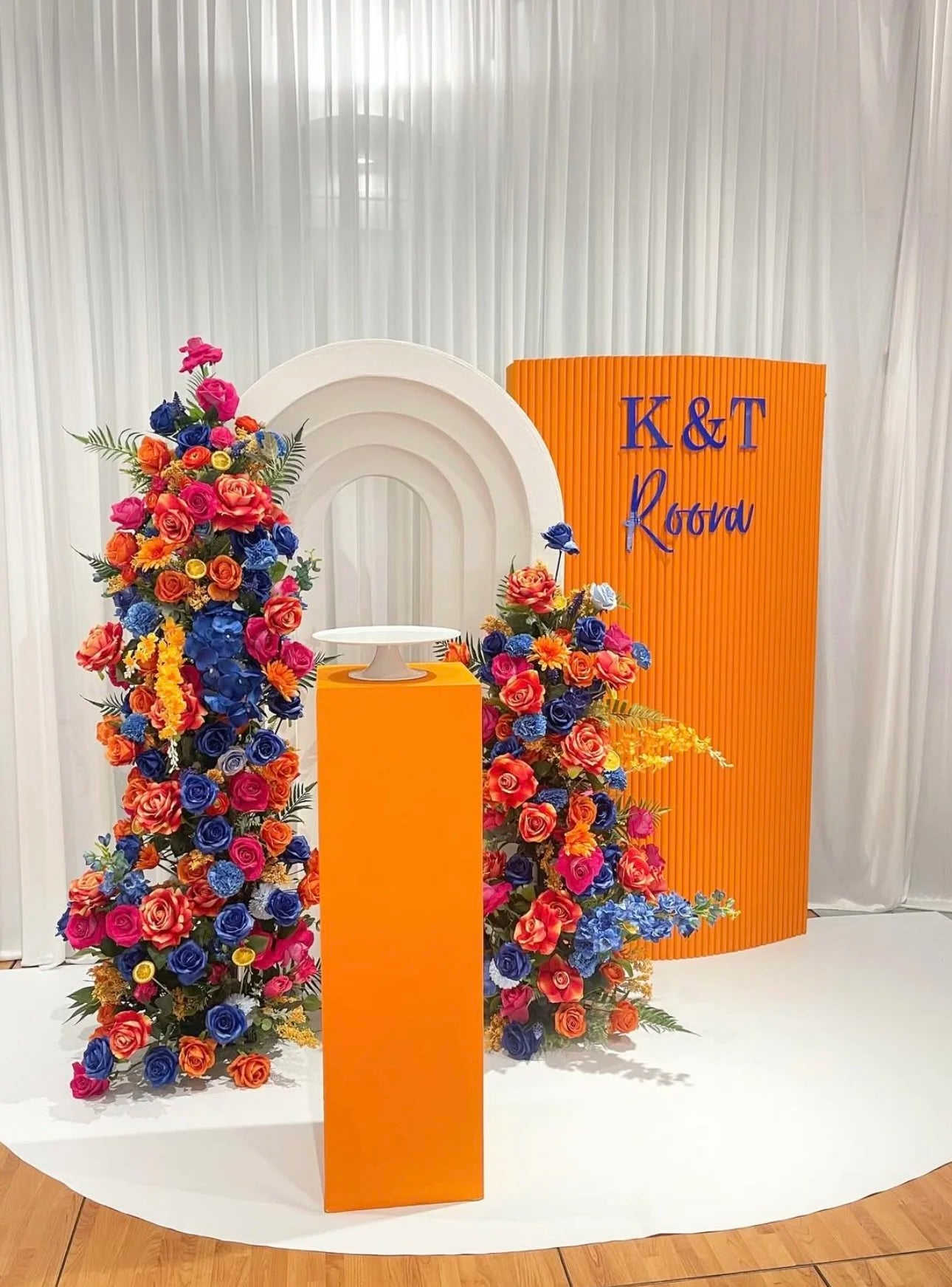 Blue, Orange, Pink, & Yellow Premium Floral Arch - 4586