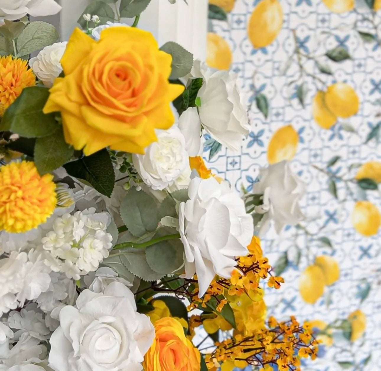Blue, White and Yellow Premium Floral Flower Arch Set - 4584