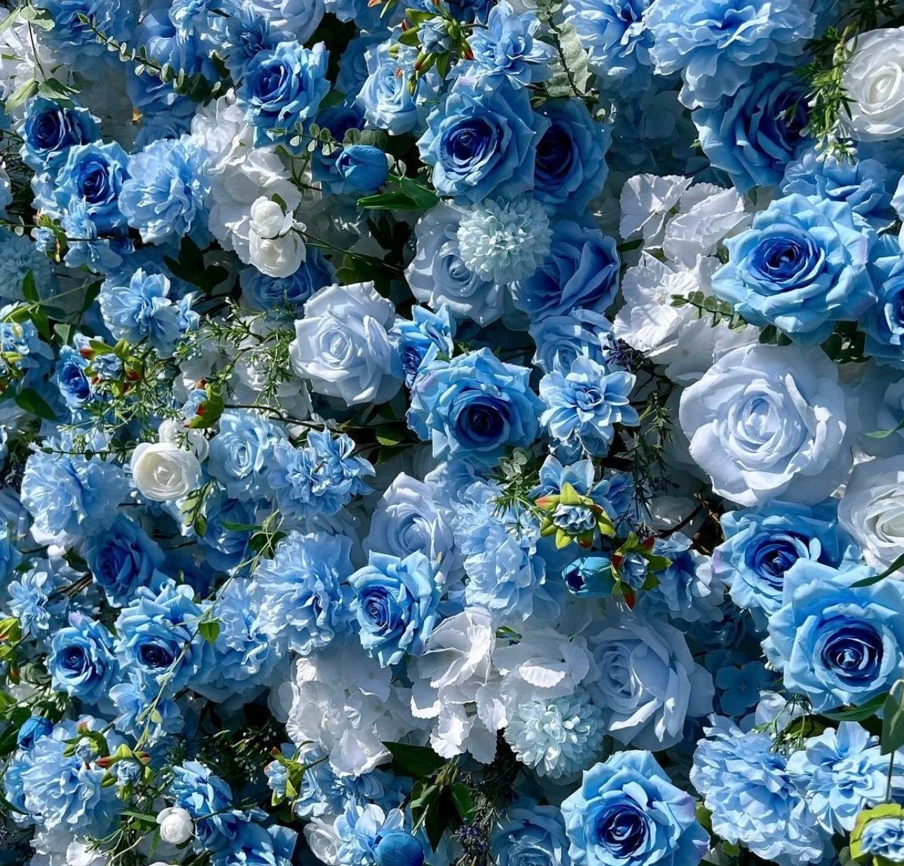 Blue & White Wild Rose Premium Flower Wall - 227