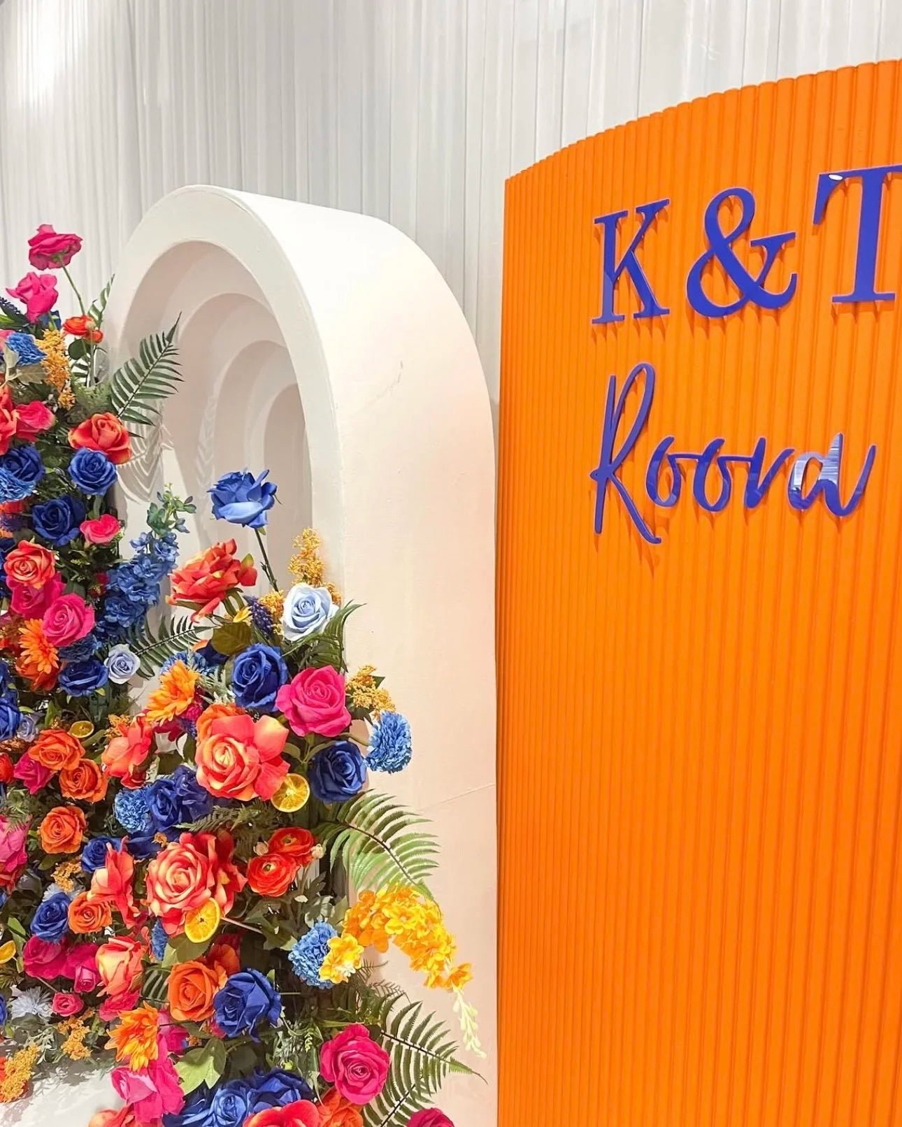 Blue, Orange, Pink, & Yellow Premium Floral Arch - 4586
