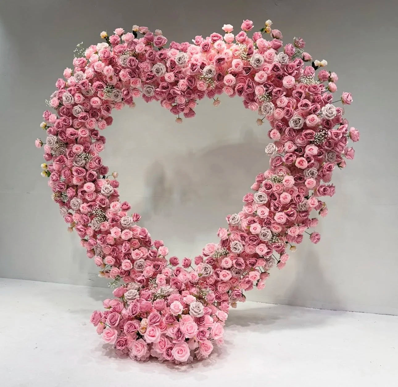 Light Pink Babys Breath Premium Rose Heart Arch - 4922