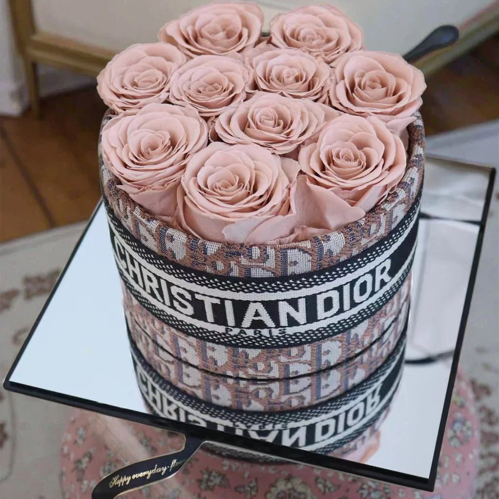 Custom Luxury Rose Gift Box - Light Pink/Brown