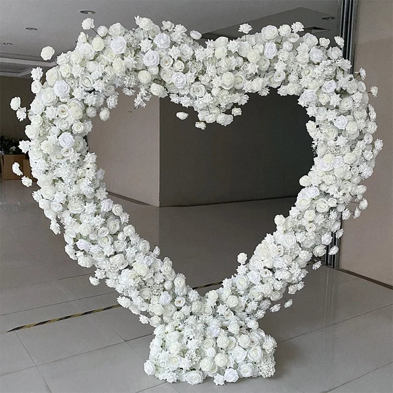 White Wild Rose Premium Floral Heart Arch - 4908